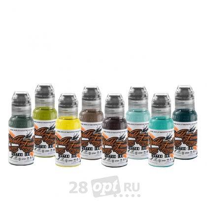 Сет красок для художественной татуировки World Famous by Andrey Kolbasin, Green Leaf Set, 30 мл